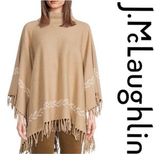 NWT $248 J.McLaughlin
Garnet Chain Print Jacquard Knit Mock Neck Fringed…